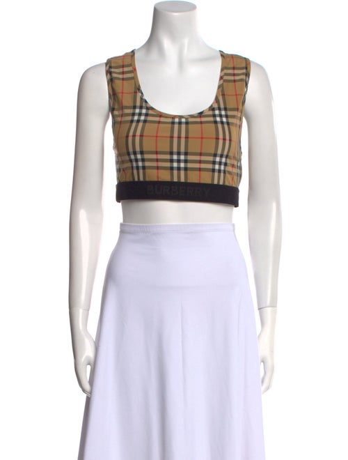 Burberry Nylon Plaid Print Crop Top