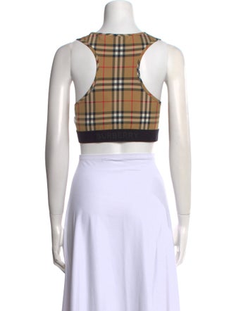 Burberry Nylon Plaid Print Crop Top