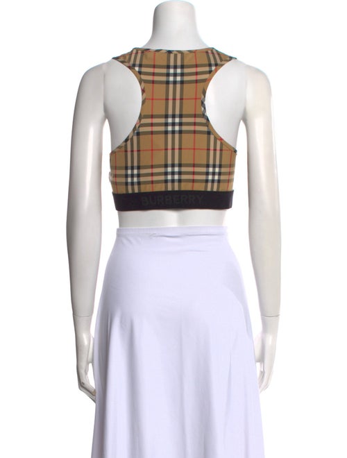 Burberry Nylon Plaid Print Crop Top