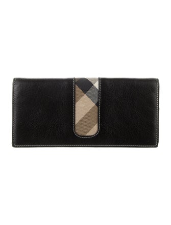 Burberry House Check Pattern Leather Continental Wallet