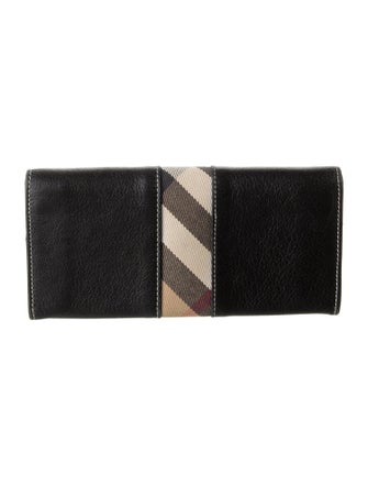 Burberry House Check Pattern Leather Continental Wallet