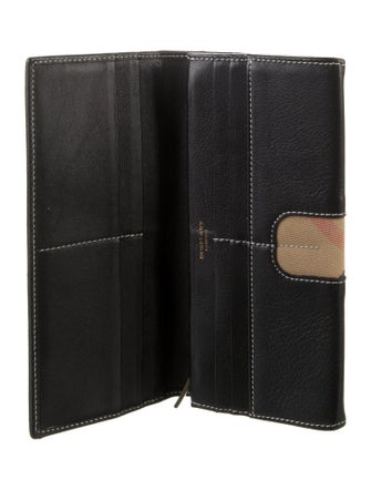 Burberry House Check Pattern Leather Continental Wallet