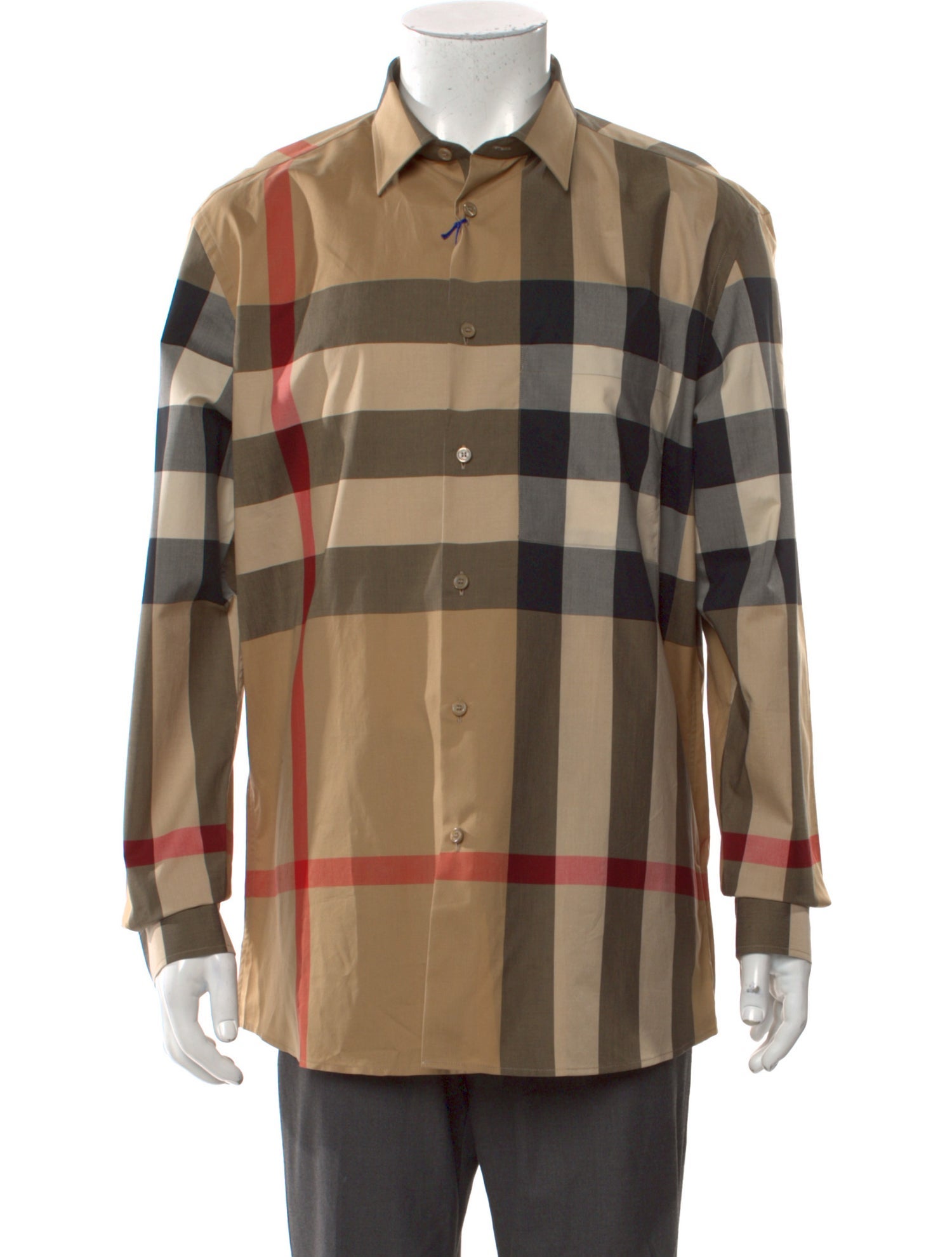 Burberry Plaid Print Long Sleeve Shirt