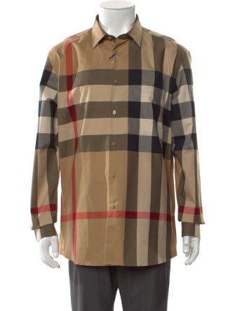 Burberry Plaid Print Long Sleeve Shirt