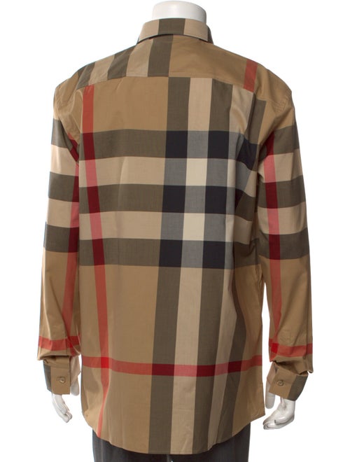 Burberry Plaid Print Long Sleeve Shirt