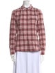 Burberry Plaid Print Long Sleeve Button-Up Top