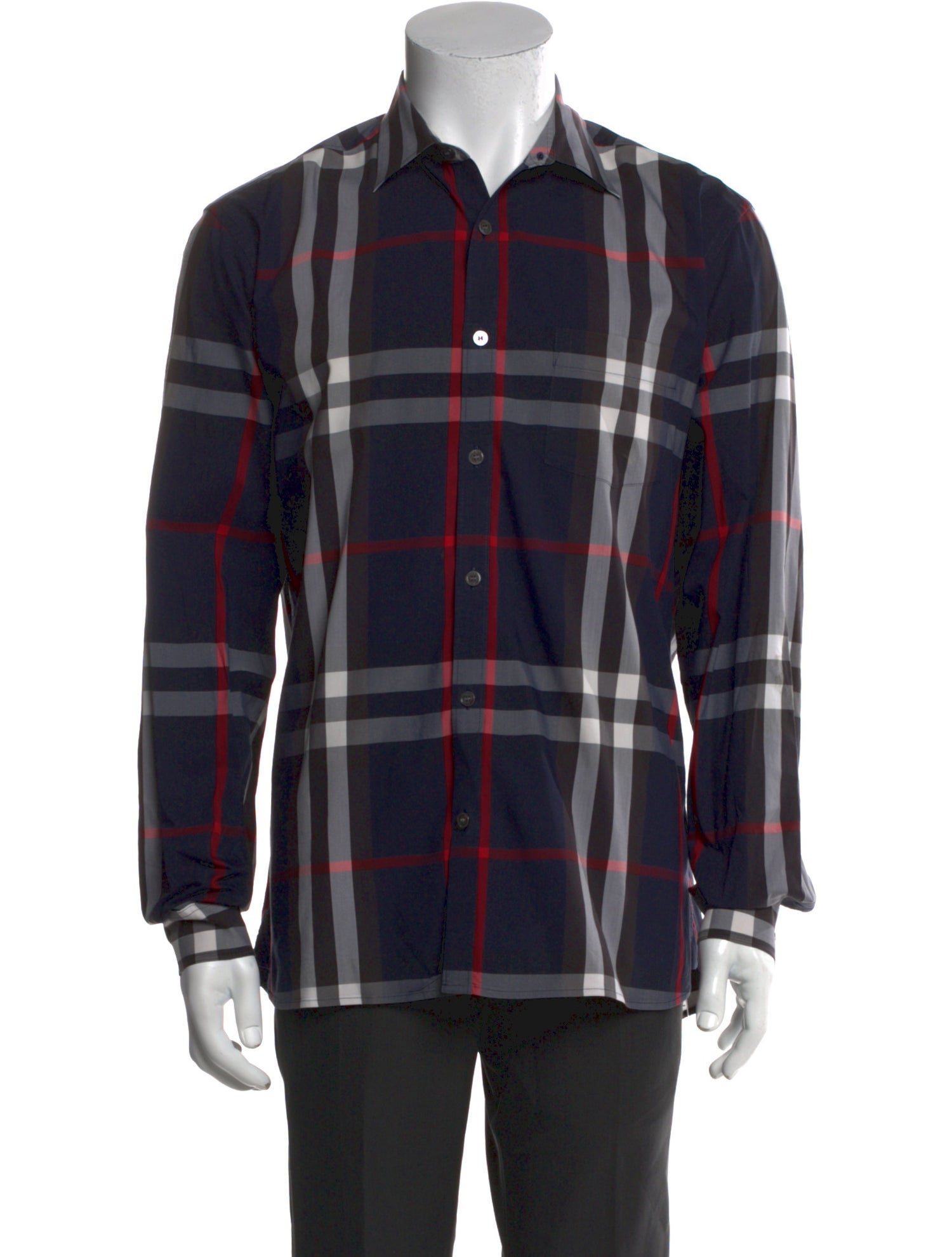 Burberry Plaid Print Long Sleeve Shirt