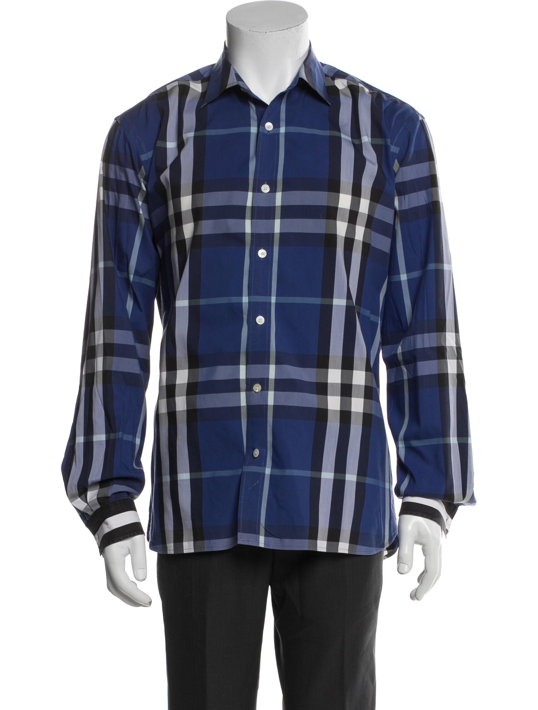 Burberry Plaid Print Long Sleeve Shirt