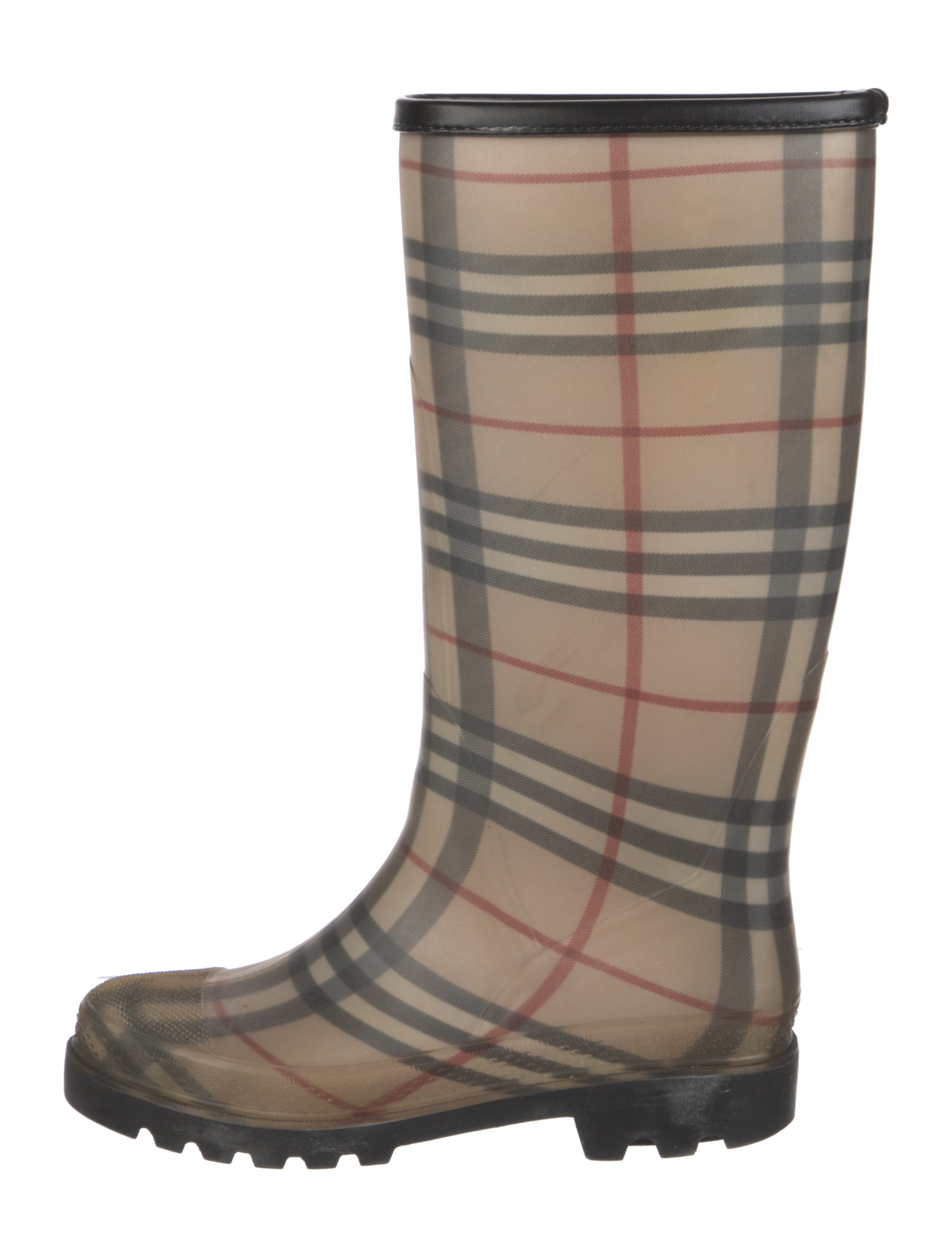 Burberry Rubber Plaid Print Rain Boots