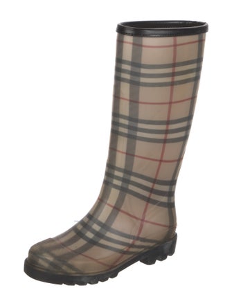 Burberry Rubber Plaid Print Rain Boots