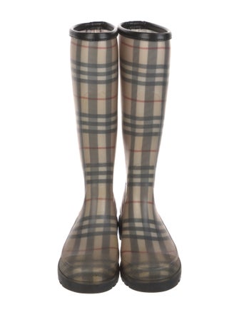 Burberry Rubber Plaid Print Rain Boots