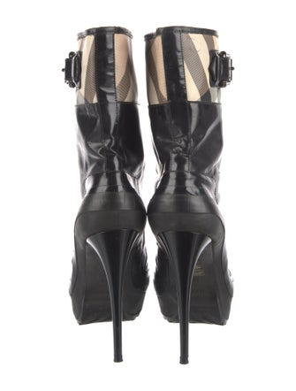 Burberry Patent Leather Plaid Print Rain Boots