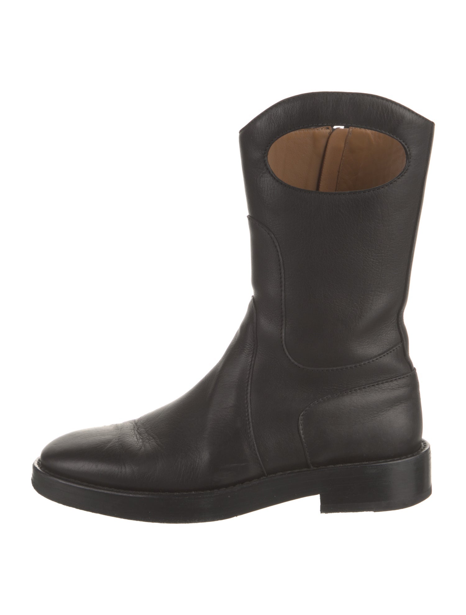 Burberry Leather Cutout Accent Rain Boots