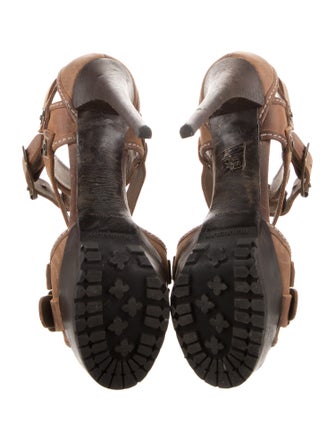 Burberry Suede Cutout Accent T-Strap Pumps