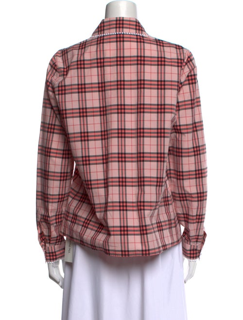Burberry Plaid Print Long Sleeve Button-Up Top