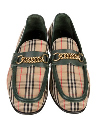 Burberry Nova Check Pattern Canvas Dress Loafers