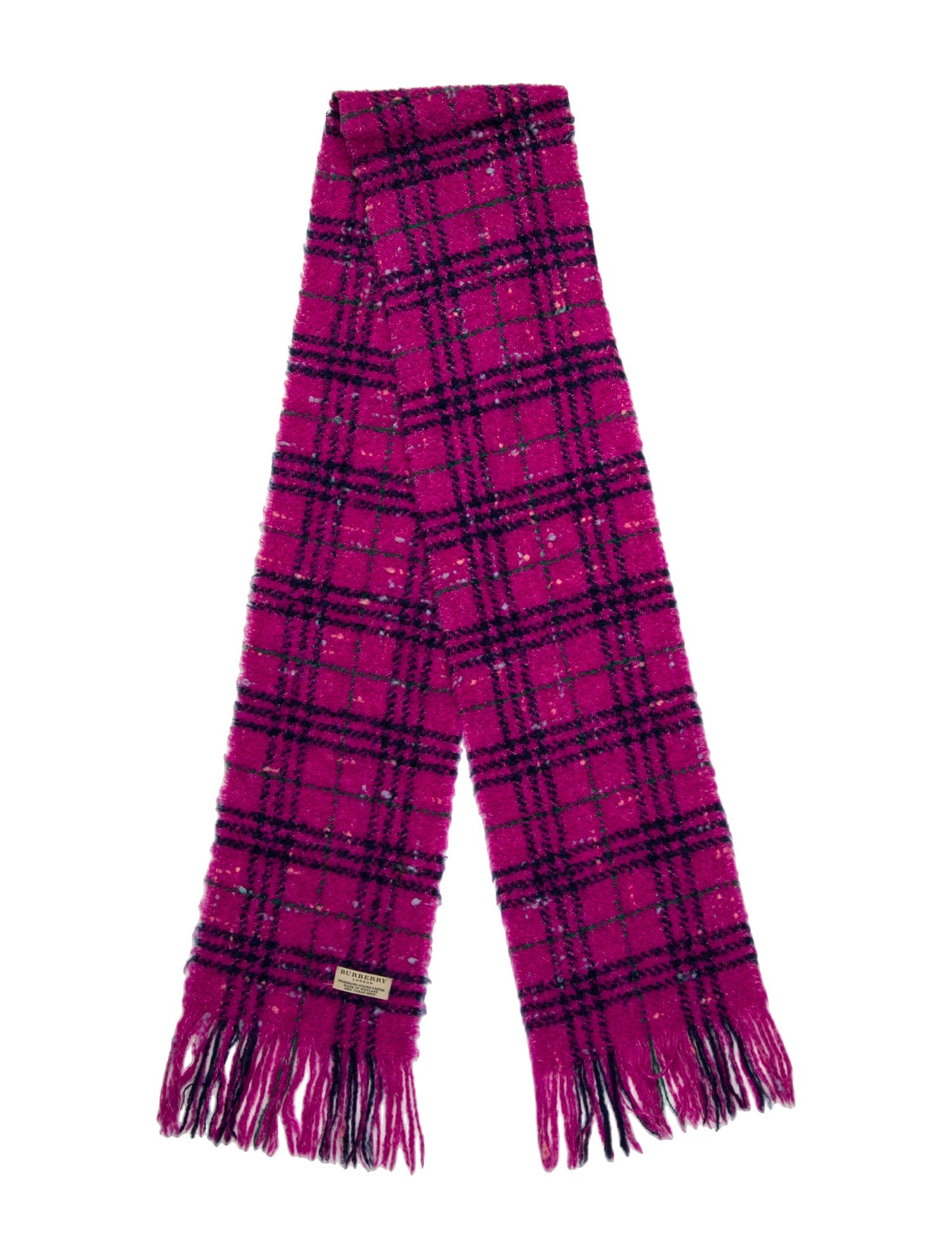 Burberry Merino Wool Plaid Print Scarf