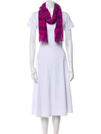 Burberry Merino Wool Plaid Print Scarf