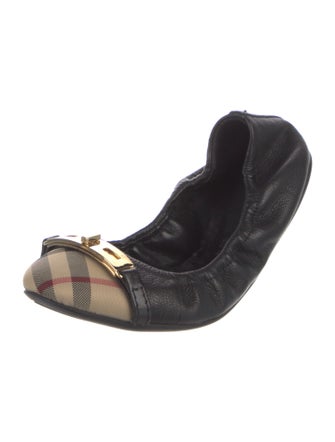 Burberry Nova Check Pattern Leather Ballet Flats
