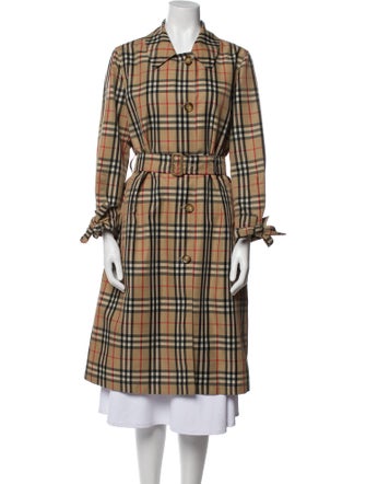 Burberry Plaid Print Trench Coat