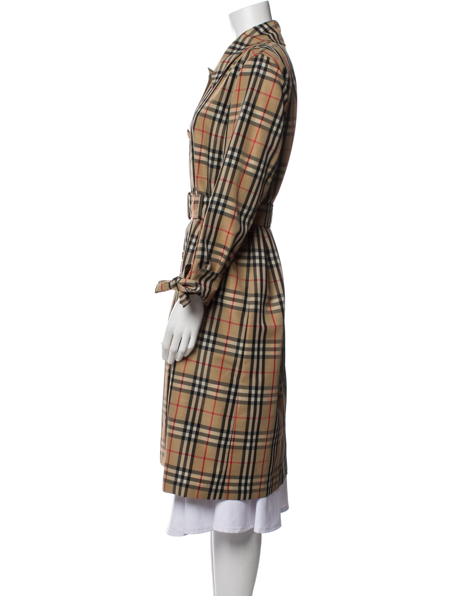 Burberry Plaid Print Trench Coat