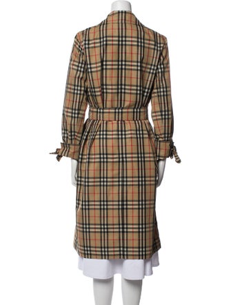 Burberry Plaid Print Trench Coat
