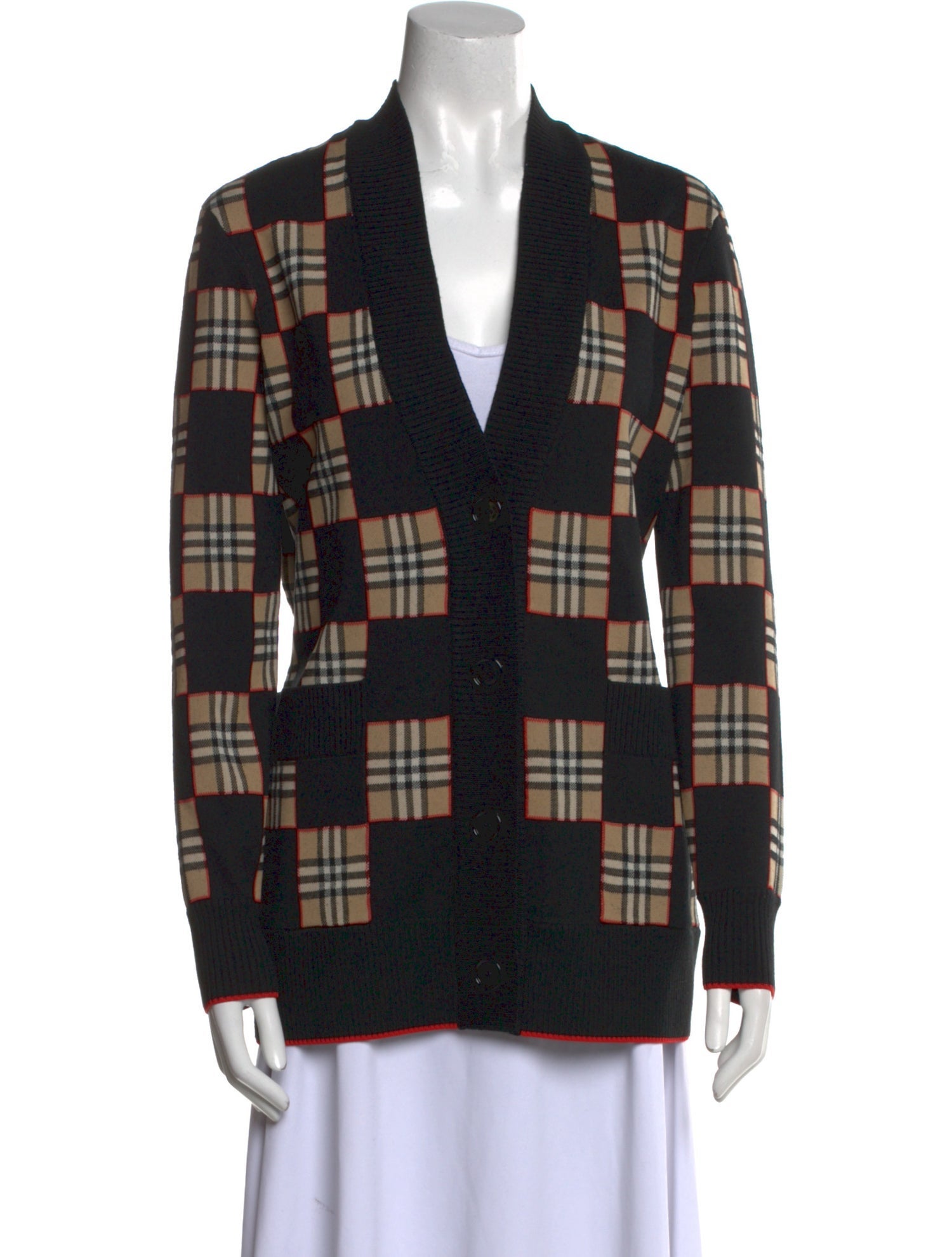 Burberry Merino Wool Plaid Print Sweater