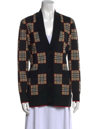 Burberry Merino Wool Plaid Print Sweater