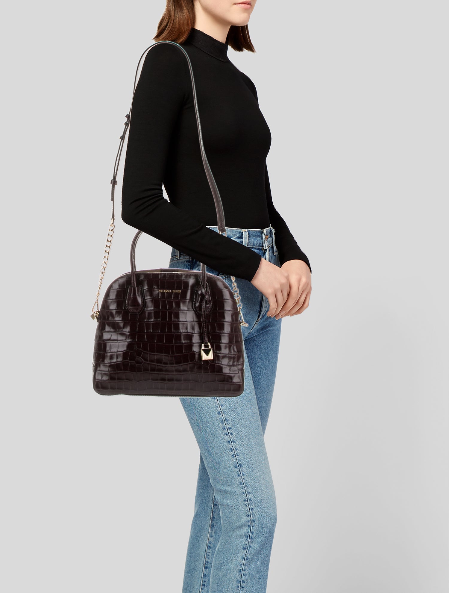 Michael Kors Embossed Leather Top Handle Bag