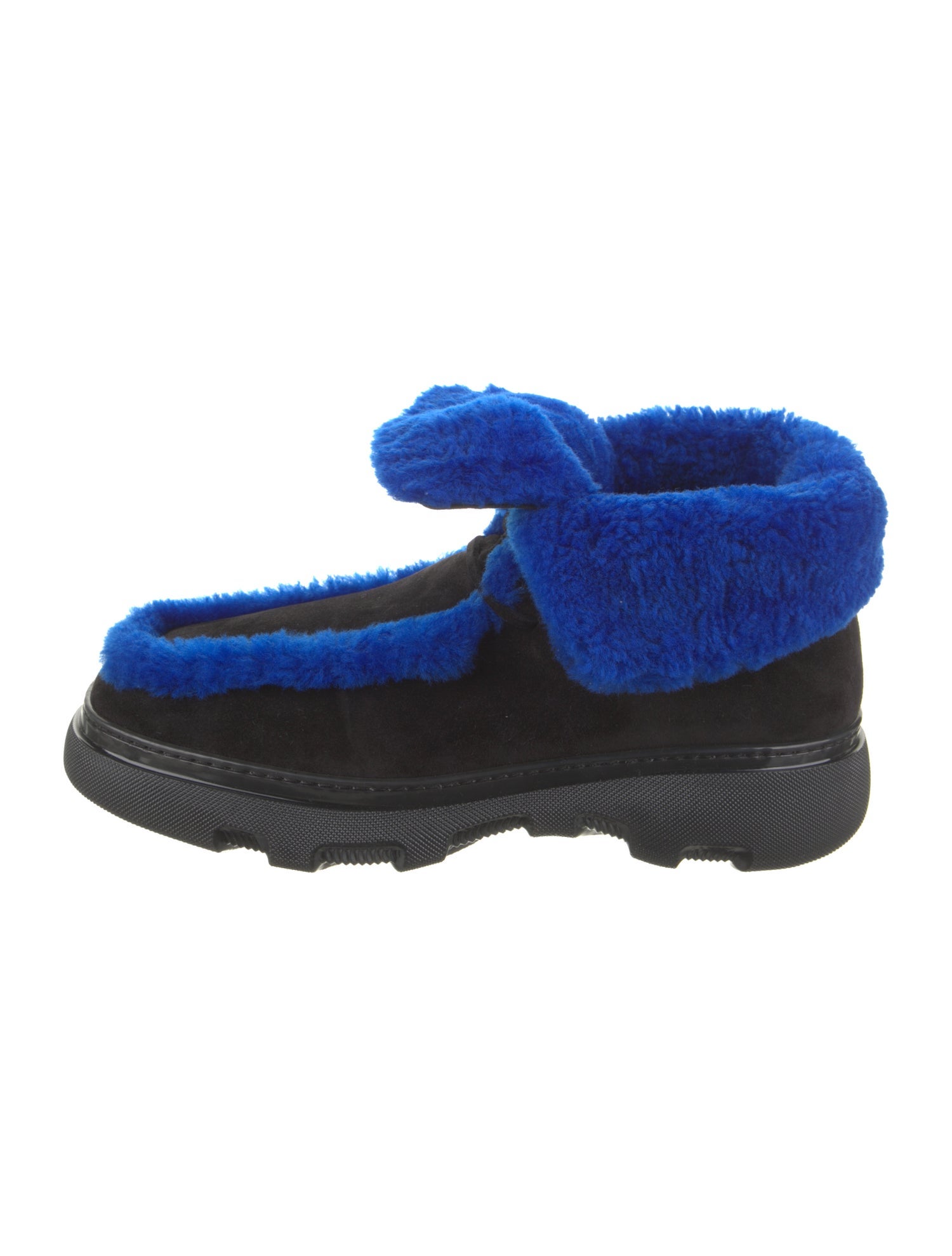 Burberry Suede Fur Trim Lace-Up Boots