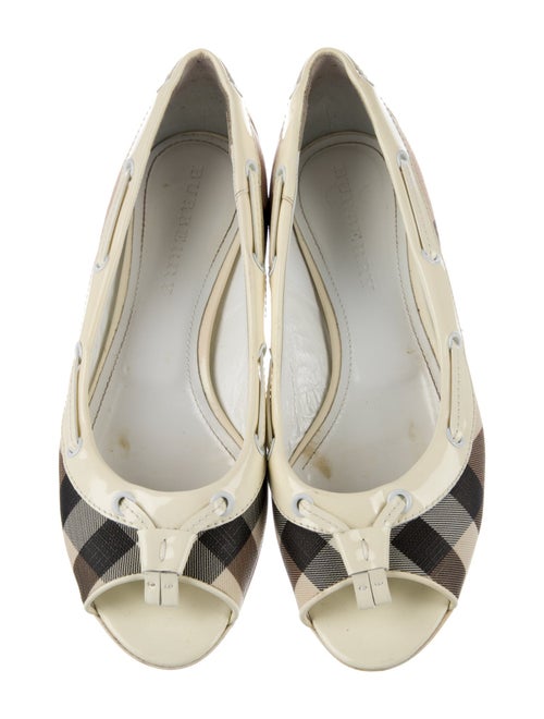 Burberry Nova Check Pattern Leather Trim Embellishment Ballet Flats