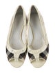 Burberry Nova Check Pattern Leather Trim Embellishment Ballet Flats