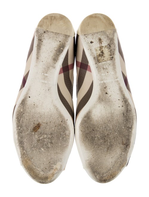 Burberry Nova Check Pattern Leather Trim Embellishment Ballet Flats