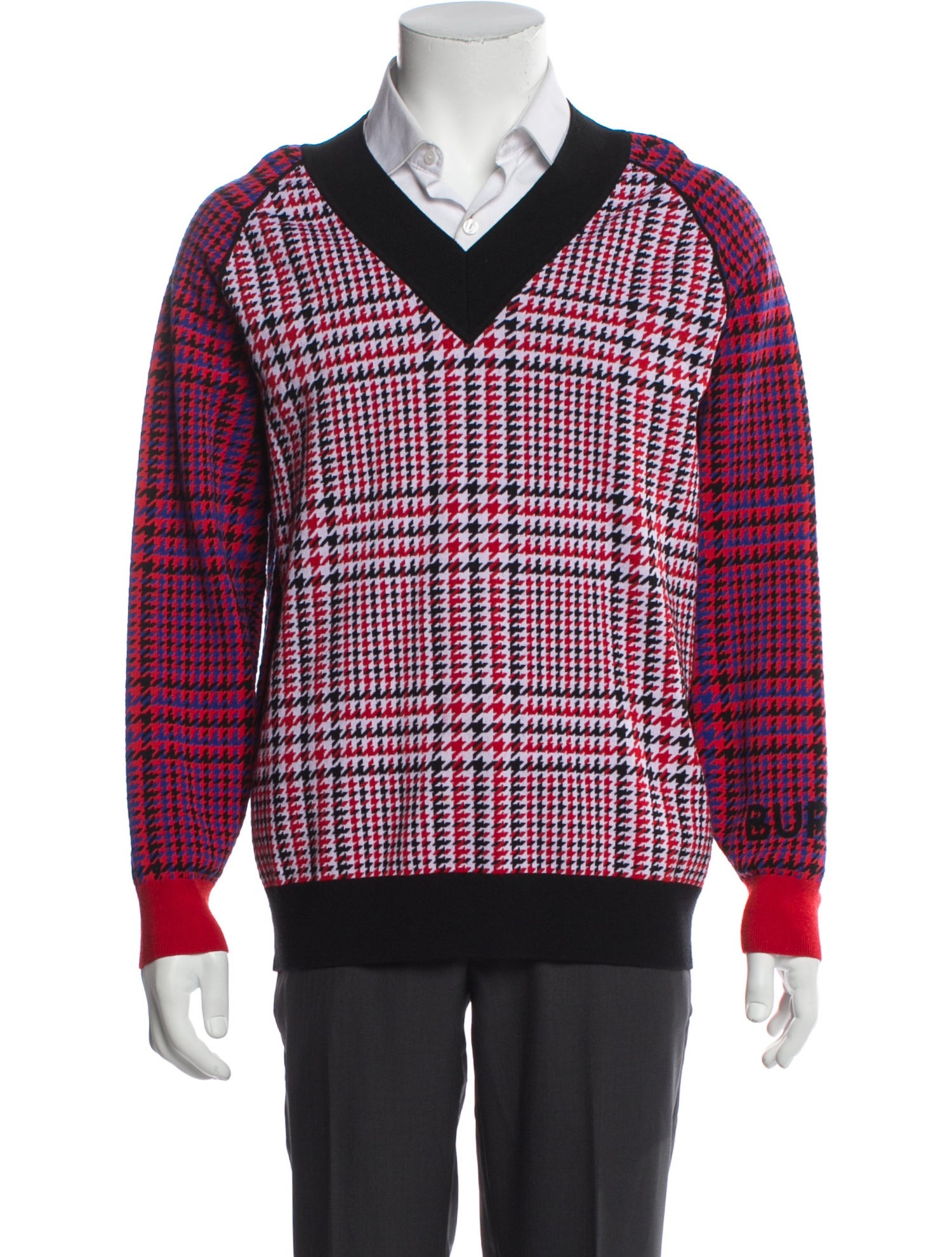 Burberry Merino Wool Plaid Print Pullover