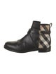 Burberry House Check Pattern Leather Chelsea Boots