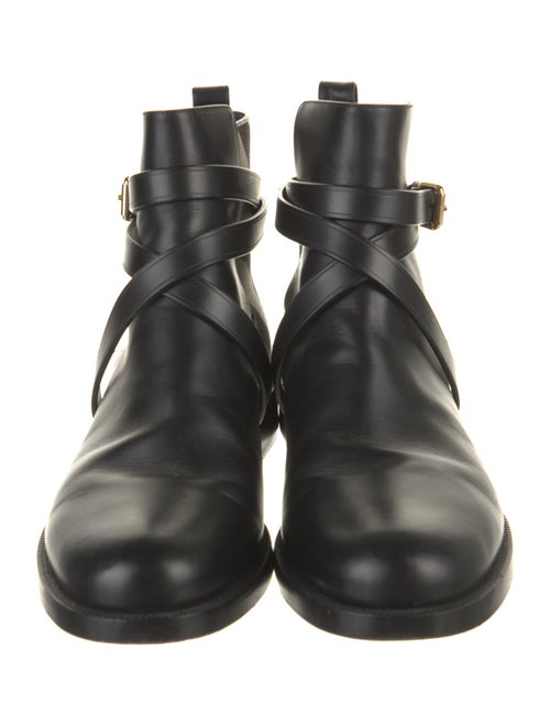 Burberry House Check Pattern Leather Chelsea Boots