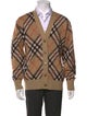 Burberry Wool Plaid Print Cardigan