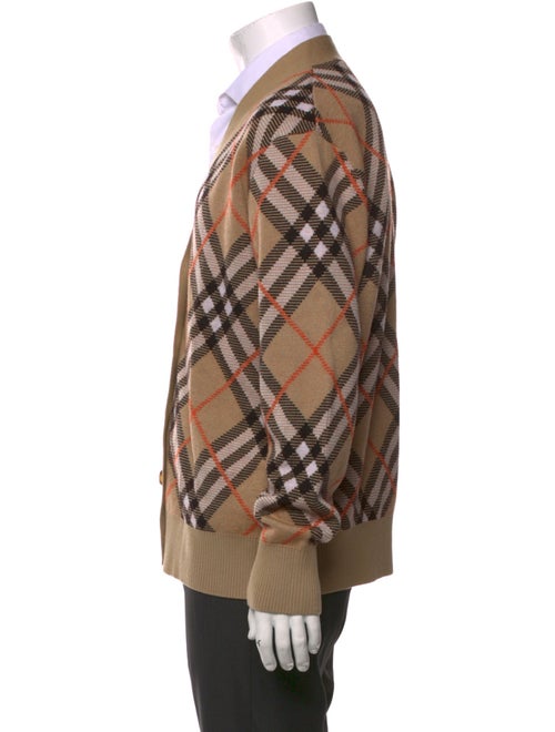 Burberry Wool Plaid Print Cardigan