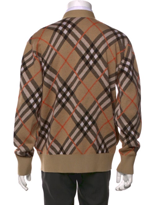 Burberry Wool Plaid Print Cardigan