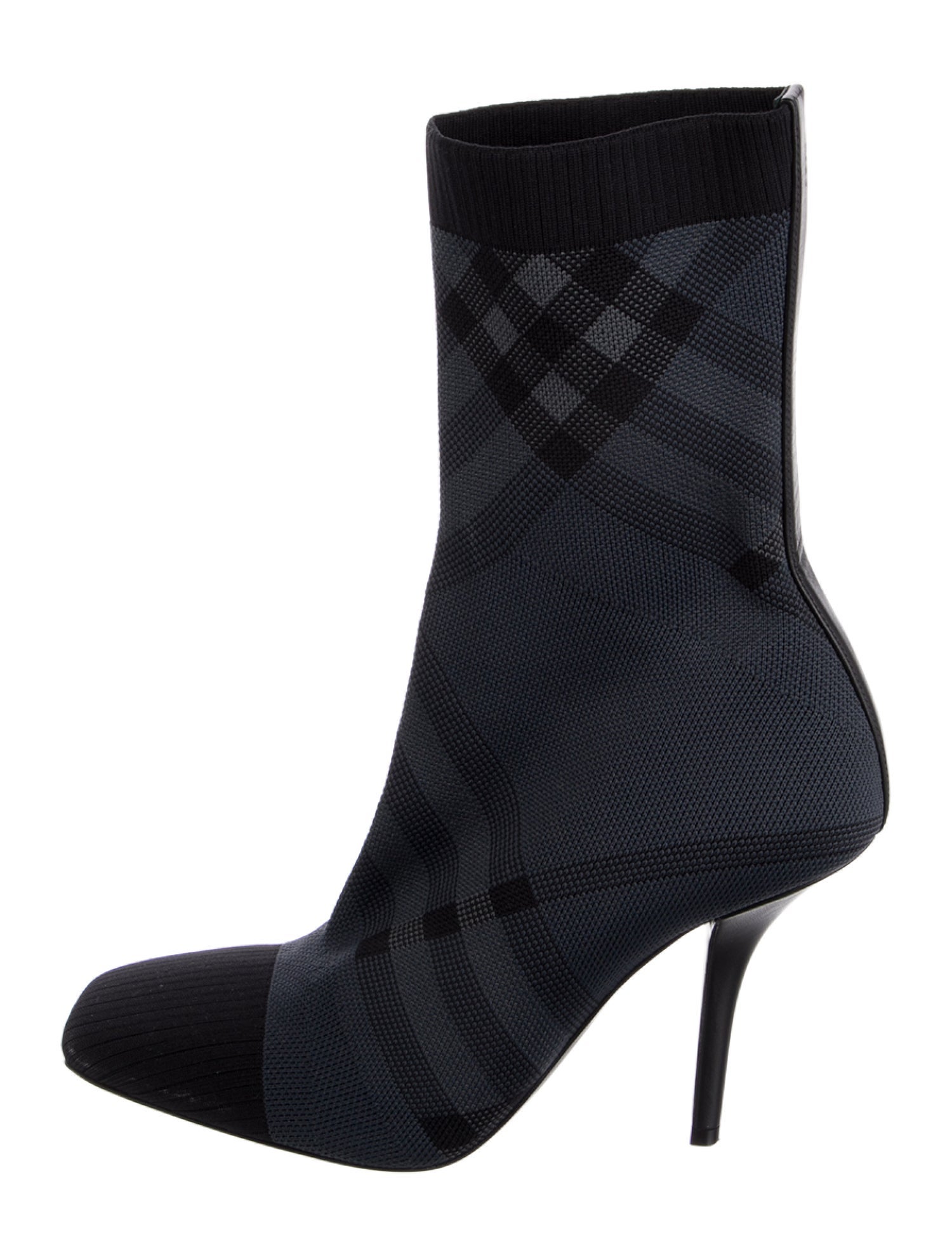 Burberry Plaid Print Sock Boots