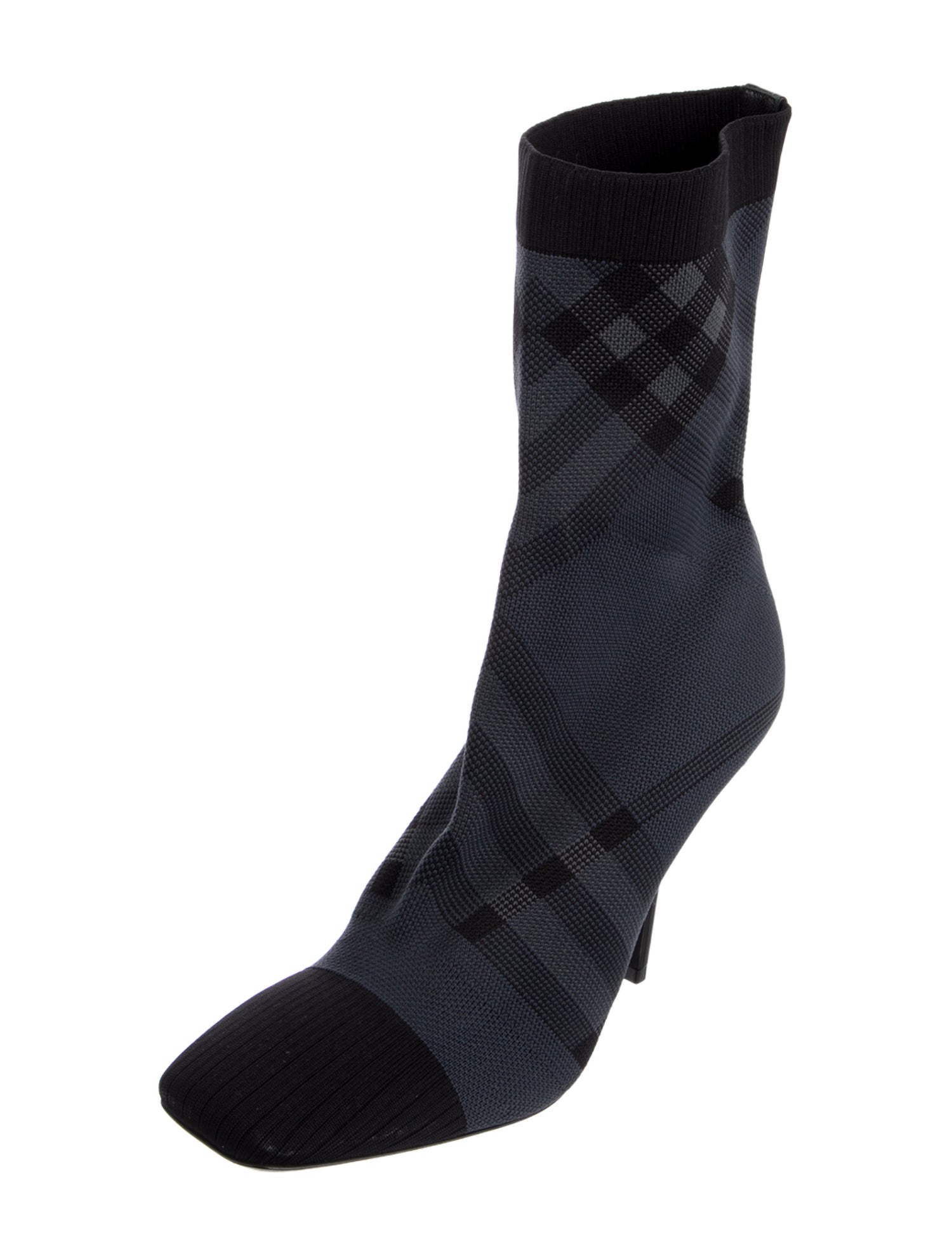 Burberry Plaid Print Sock Boots
