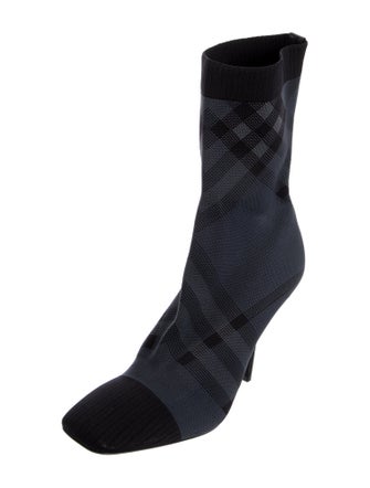 Burberry Plaid Print Sock Boots