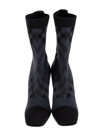 Burberry Plaid Print Sock Boots