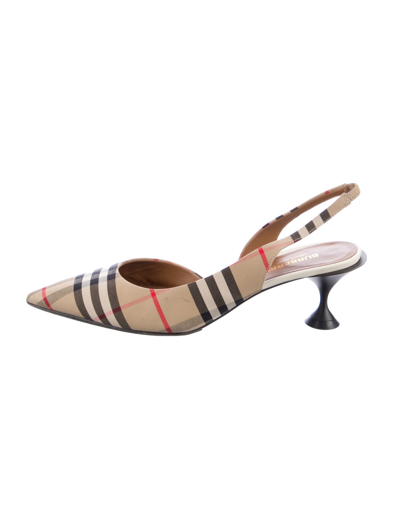 Burberry Nova Check Pattern Canvas Slingback Pumps