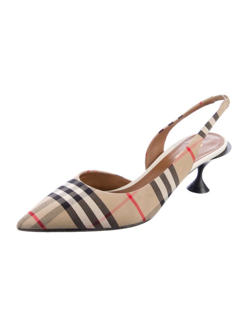 Burberry Nova Check Pattern Canvas Slingback Pumps