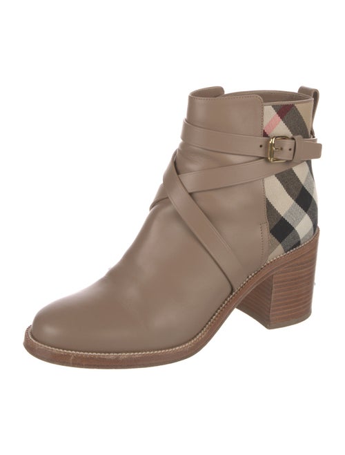 Burberry Leather Plaid Print Boots