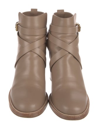 Burberry Leather Plaid Print Boots