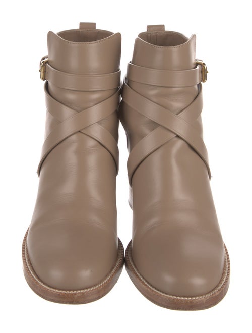 Burberry Leather Plaid Print Boots