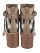 Burberry Leather Plaid Print Boots