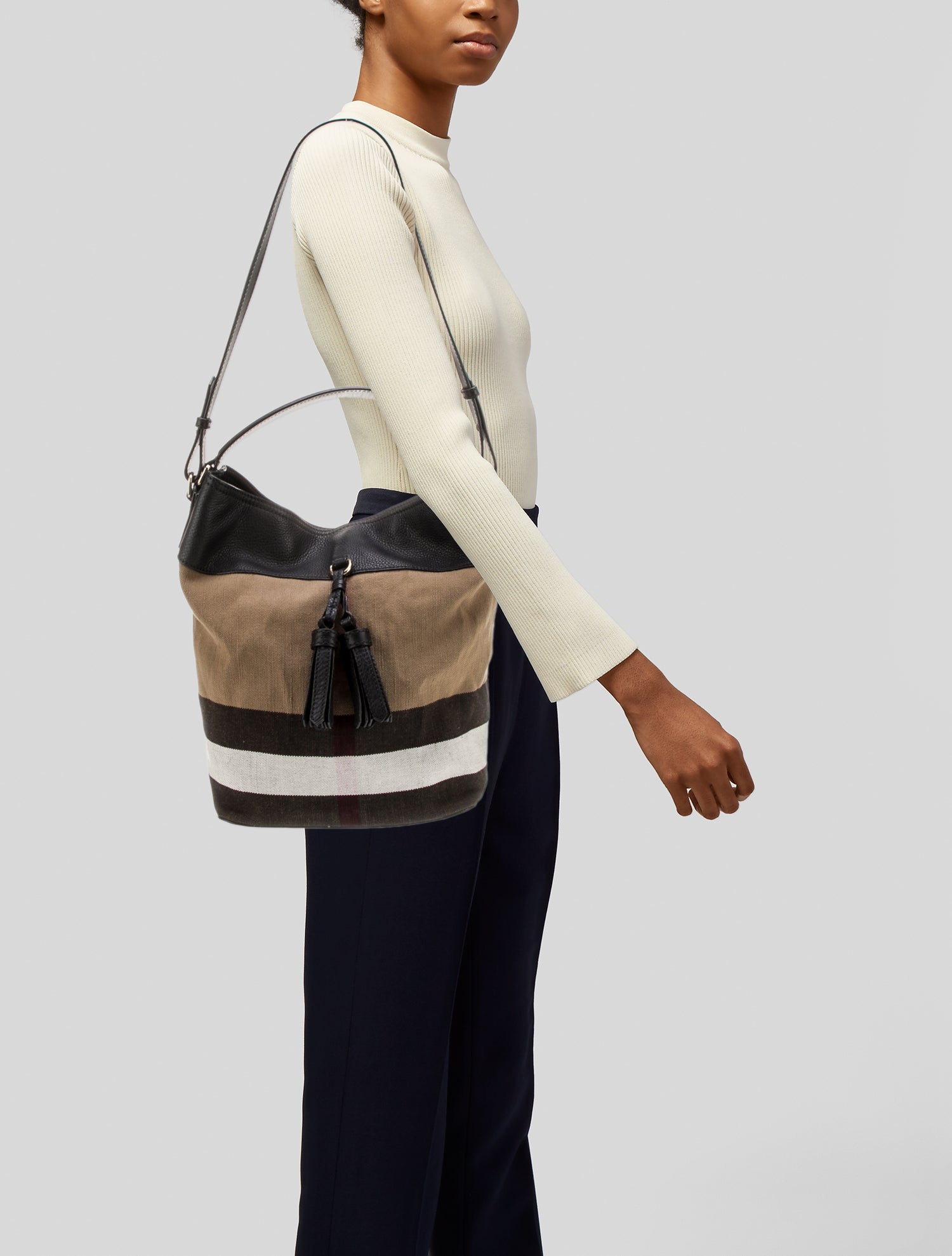 Burberry Exploded Check Bucket Bag